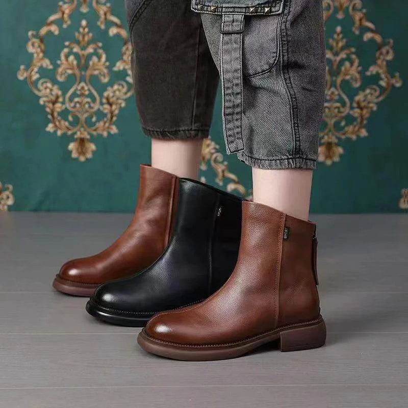 Bota de Couro Vintage Casual Classy