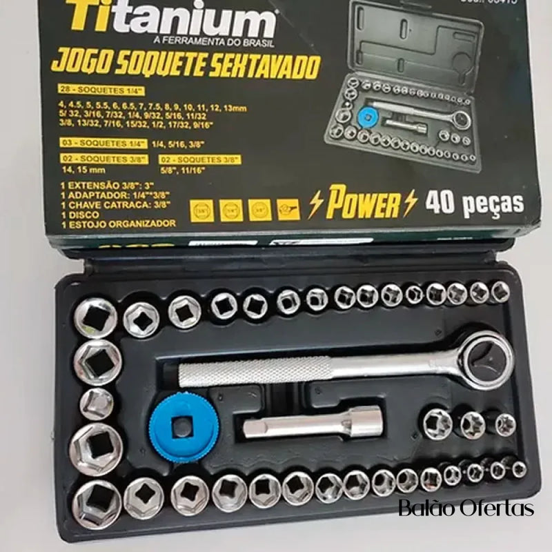 Jogo de Soquete com 40 peças Faster  - Titanium