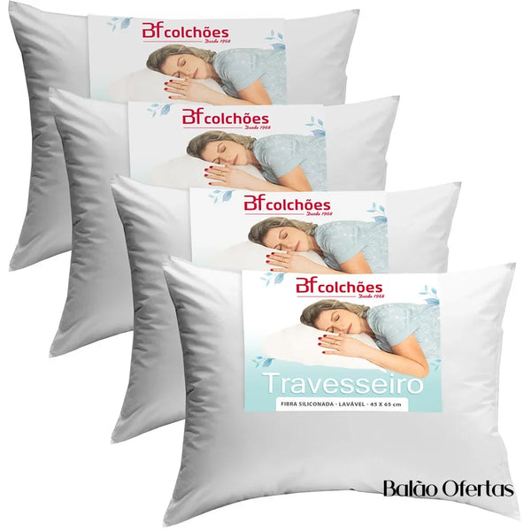 Kit 4 Travesseiros Antialérgicos Massio e Resistente | Nuvem de Conforto + Frete Grátis