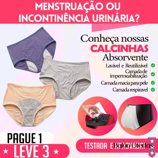 Calcinha Absorvente e Anti Continência Urinária