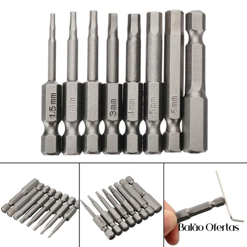 Kit Completo Brocas Hexagonal Magnética 7 Peças Ferramentas 121