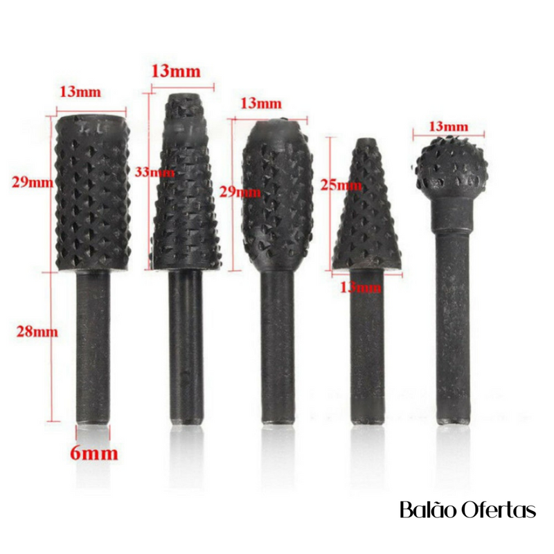 Kit Completo Brocas Rotativas 5 Peças Ferramentas 122