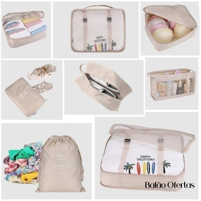 Kit de Bolsa Organizadora de Mala Para Viagem