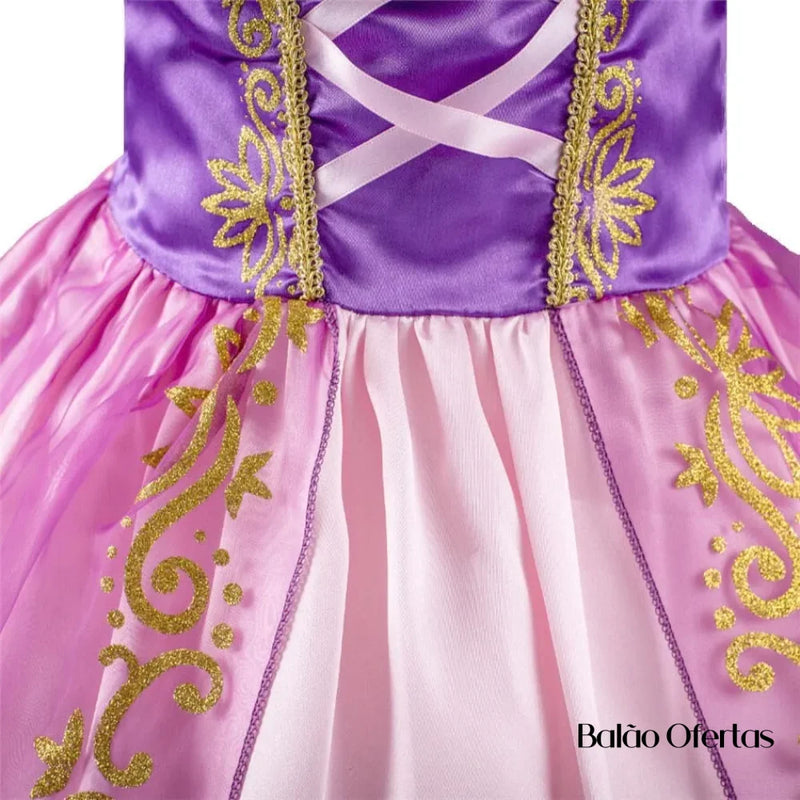 Kit Fantasia Feminina Infantil Rapunzel Completa