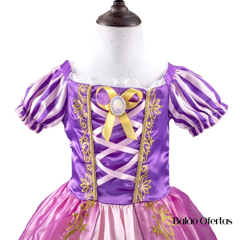 Kit Fantasia Feminina Infantil Rapunzel Completa