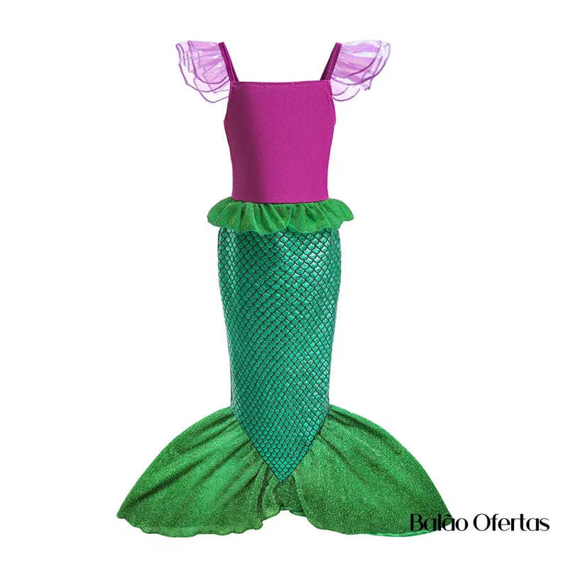 Kit Fantasia Feminina Infantil Sereia Ariel Completa