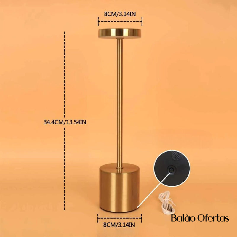 Luminária de Mesa Recarregável com Controle de Toque
