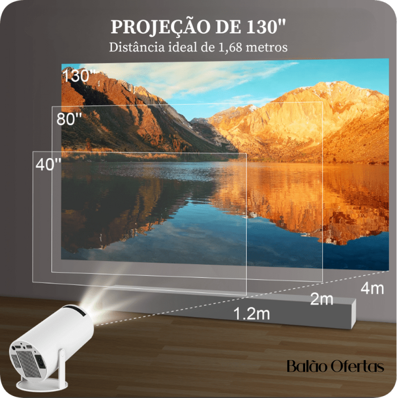 Mini Projetor de Cinema Portátil LED 4k Conexão Wi-Fi