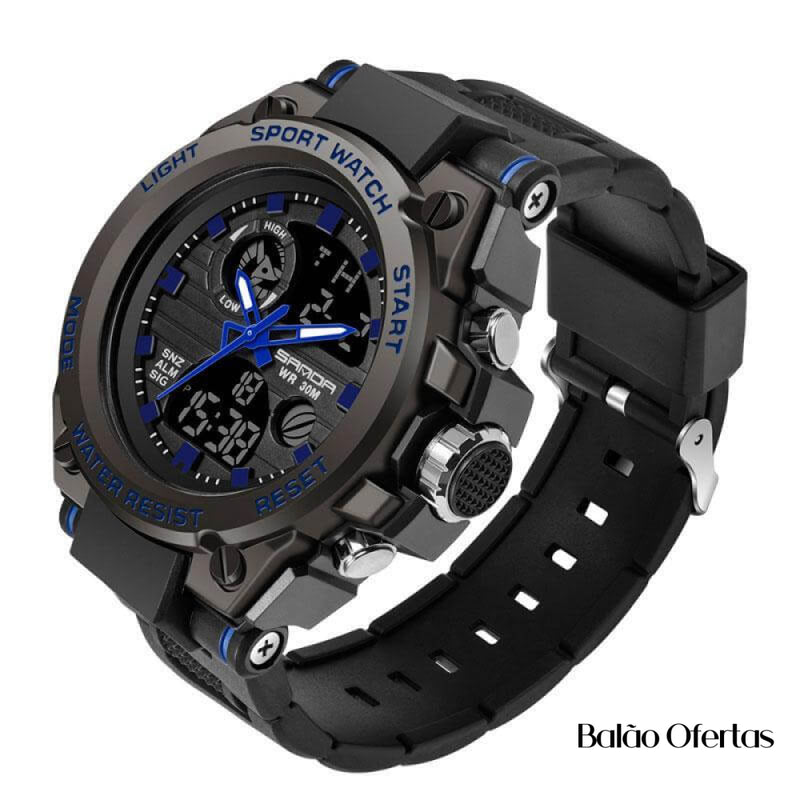 Relógio Masculino Sport Watch Sanda Azul