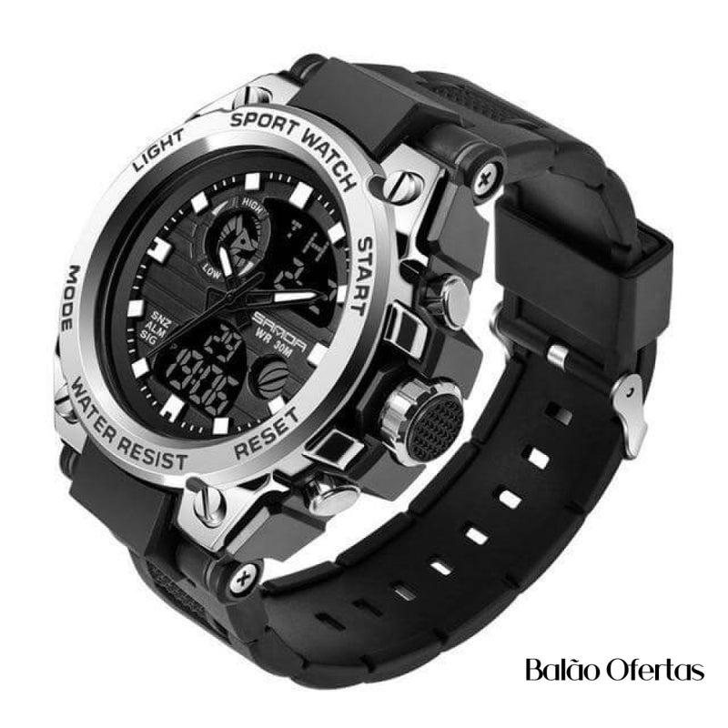 Relógio Masculino Sport Watch Sanda Prata