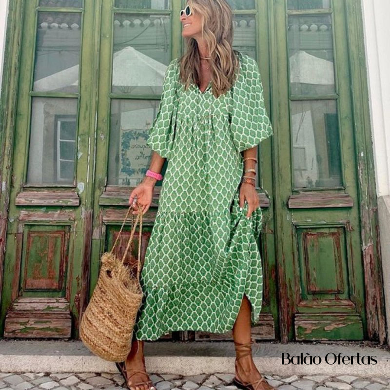 Vestido Longo Estampado Elida Verde / P Vestido 11